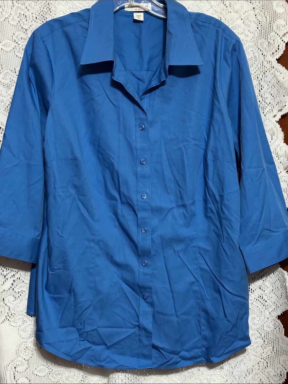 Coldwater Creek “No IroClassic Women’s Button-Down Shirt in Royal Blue Size Xl